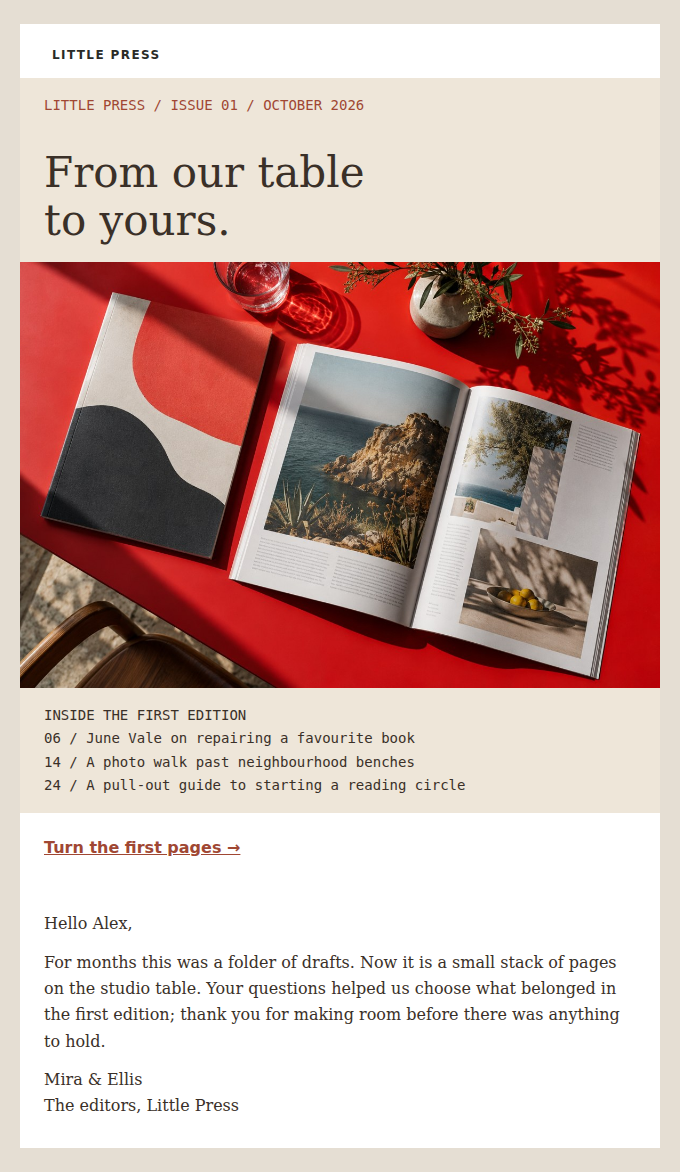 LITTLE PRESS: Repair, neighbourhood benches and a reading-circle guide: our first printed edition.