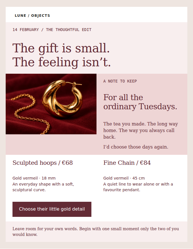 LUNE / OBJECTS: A small gold detail, and the words that make it theirs.