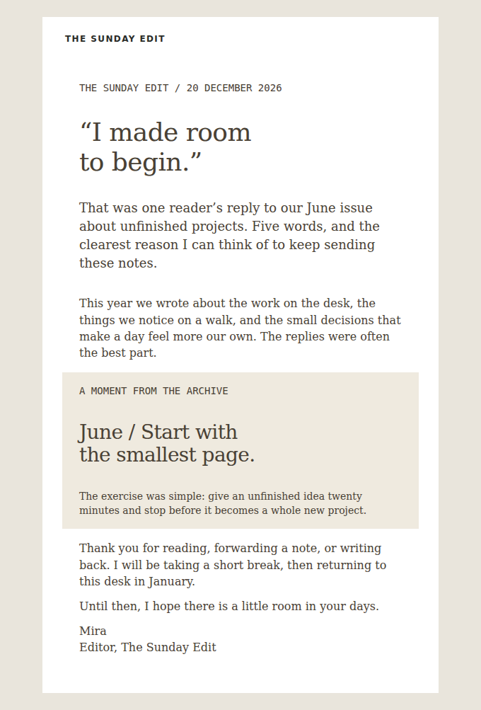 THE SUNDAY EDIT: A small thank-you, from my desk to your inbox.